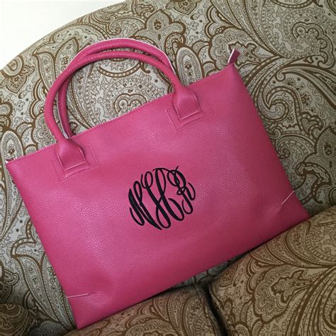 fake leather monogrammed tote bags|monogrammed leather bags for women.